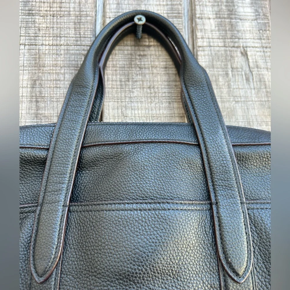 COACH black pebbled leather Metropolitan slim briefcase